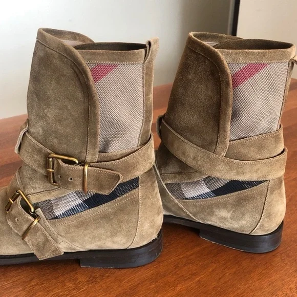 Burberry Tan Suede Combat Boots - Picture 4 of 13